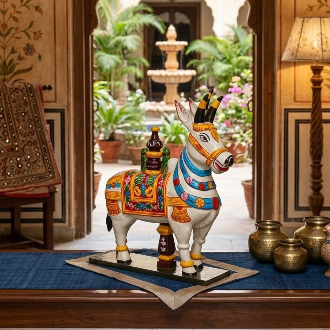 Handcrafted White Decorative Cow Statue