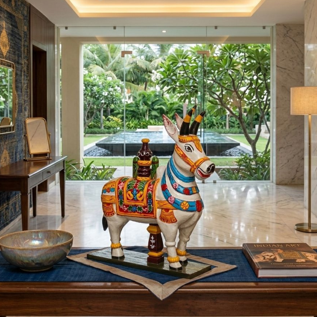 Handcrafted White Decorative Cow Statue